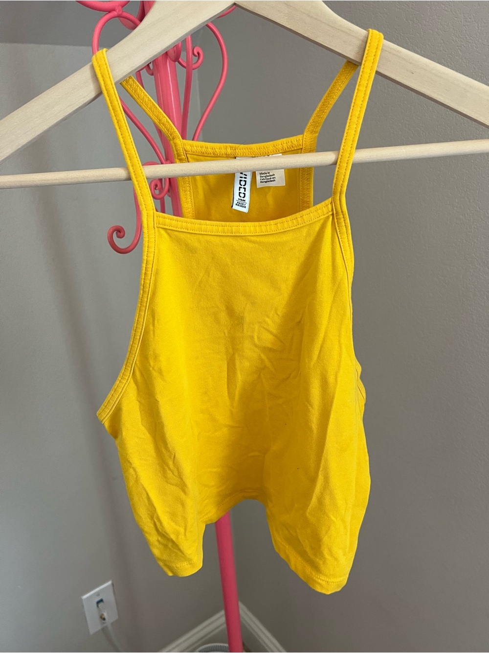 H&M Bright Yellow Razor Back Cropped tank
